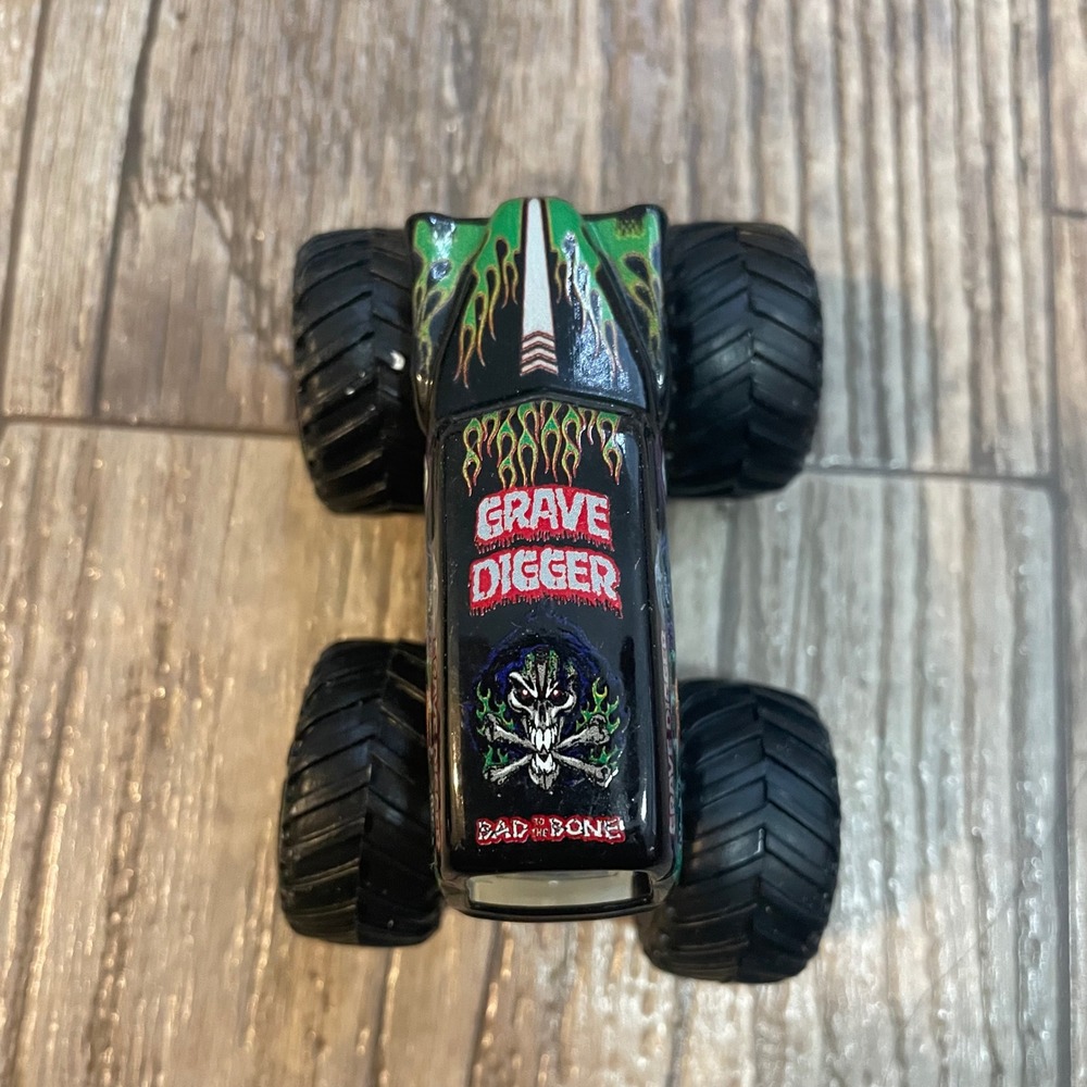 Grave Digger Monster Truck Toy Figure Black Green Flames